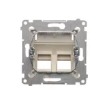 Simon 54 WMDK-P2x2xx-044 Pokrywa gniazd teleinformatycznych na Keystone skośna podwójna z polem opisowym (moduł). Montaż na łapki i wkręty; złoty mat