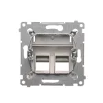 Simon 54 WMDK-P2x2xx-046 Pokrywa gniazd teleinformatycznych na Keystone skośna podwójna z polem opisowym (moduł). Montaż na łapki i wkręty; brąz mat