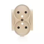 Simon 54 WMDW-P0131N-044 Pokrywa gniazda podwójnego z przesłonami do ramek NATURE; złoty mat