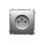 Simon Basic WMUW-00111C-4021 Gniazdo wtyczkowe pojedyncze z uziemieniem (moduł) 16A, 250V~ z przesłonami torów prądowych, szybkozłącza; srebrny mat