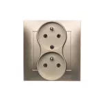 Simon 54 WMDW-00210Y-044 Gniazdo wtyczkowe z uziemieniem podwójne, z funkcją niezmienności faz, 16A, 250V~, zaciski śrubowe. Kompletne - nie do ramek; złoty mat