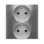 Simon 54 WMDW-00210Z-043 Gniazdo wtyczkowe z uziem. podwójne, z funkcją niezmienności faz, z przesłonami, 16A, 250V~, zac. śrubowe. Kompletne - nie do ramek; srebrny mat