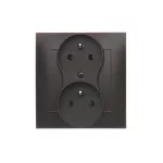 Simon 54 WMDW-00210Z-046 Gniazdo wtyczkowe z uziem. podwójne, z funkcją niezmienności faz, z przesłonami, 16A, 250V~, zac. śrubowe. Kompletne - nie do ramek; brąz mat