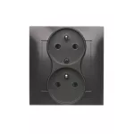 Simon 54 WMDW-00210Z-048 Gniazdo wtyczkowe z uziem. podwójne, z funkcją niezmienności faz, z przesłonami, 16A, 250V~, zac. śrubowe. Kompletne - nie do ramek; antracyt