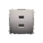 Simon Basic WB-MC2USBx-01-21Bx Ładowarka 2 x USB (moduł), 2.1 A, 5V DC, 230V; stal inox