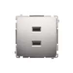 Simon Basic WB-MC2USBx-01-43Bx Ładowarka 2 x USB (moduł), 2.1 A, 5V DC, 230V; srebrny mat