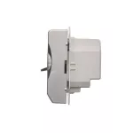 Simon Basic WMUR-011xxx-4011 Regulator temperatury z czujnikiem zewnętrznym, 16A, 230V~. Montaż gniazda na wkręty do puszki; srebrny mat