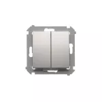 Simon 54 WMDL-06120x-043 Łącznik schodowy podwójny z podświetleniem bez piktogramu (moduł) 10AX, 250V~, zaciski śrubowe; srebrny mat