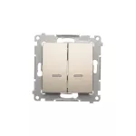 Simon 54 WMDL-07120x-044 Łącznik krzyżowy podwójny z podświetleniem bez piktogramu (moduł) 10AX, 250V~, szybkozłącza; złoty mat