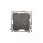 Simon 54 WMDL-07120x-046 Łącznik krzyżowy podwójny z podświetleniem bez piktogramu (moduł) 10AX, 250V~, szybkozłącza; brąz mat