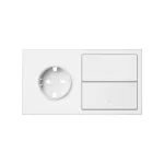 Simon 100 W100-10020204x-230 Panel 2-krotny: gniazdo Schuko + 2 klawisze; biały mat