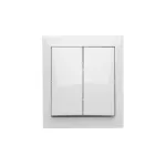 Simon Aquaclick WA-CWLxx-2x-x-11xx Łącznik schodowy natynkowy podwójny z podświetleniem bez piktogramu, IP44, 10AX, 250V~, zaciski śrubowe; biały