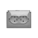 Simon Aquaclick WA-ACGZ2Zx-xx-11Ax Gniazdo wtyczkowe natynkowe, podwójne kompaktowe z uziem., klapka transparentna z przesł. torów prąd., IP44, Σ16A, 250V~, zaciski śrubowe; biały