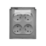 Simon Aquaclick WA-CGZ4Cxx-xx-11Ax Gniazdo wtyczkowe natynkowe, 4-krotne z uziemieniem, klapka transparentna, IP44, Σ16A, 250V~, szybkozłącza; biały