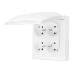 Simon Aquaclick WA-CGZ4Cxx-xx-11xx Gniazdo wtyczkowe natynkowe, 4-krotne z uziemieniem, klapka w kolorze pokrywy, IP44, Σ16A, 250V~, szybkozłącza; biały