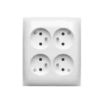 Simon Aquaclick WA-CGZN4Cx-xx-11xx Gniazdo wtyczkowe natynkowe, 4-krotne z uziemieniem, IP20, 16A, 250V~, szybkozłącza; biały