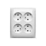 Simon Aquaclick WA-CGZN4Zx-xx-11xx Gniazdo wtyczkowe natynkowe, 4-krotne z uziemieniem, z przesłonami torów prądowych, IP20, 16A, 250V~, zaciski śrubowe; biały