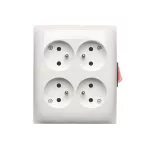 Simon Aquaclick WA-GZN4W1x-xx-11xx Gniazdo wtyczkowe natynkowe, 4-krotne z uziemieniem, z wbudowanym wyłącznikiem, IP20, 16A, 250V~, zaciski śrubowe; biały