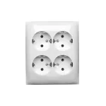 Simon Aquaclick WA-CGSZN4Z-xx-11xx Gniazdo wtyczkowe natynkowe, Schuko, 4-krotne, z przesłonami torów prądowych, IP20, 16A, 250V~, zaciski śrubowe; biały