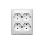 Simon Aquaclick WA-CGSZN4C-xx-11xx Gniazdo wtyczkowe natynkowe, Schuko, 4-krotne, IP20, 16A, 250V~, szybkozłącza; biały