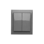 Simon Aquaclick WA-CW6xx-2x-x-16xx Łącznik schodowy natynkowy podwójny bez piktogramu, IP44, 10AX, 250V~, zaciski śrubowe; szary