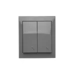 Simon Aquaclick WA-CW6Lxxx-2x-16xx Łącznik schodowy natynkowy podwójny z podświetleniem, IP44, 10AX, 250V~, zaciski śrubowe; szary