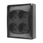 Simon Aquaclick WA-CGSZ4xx-xx-16Ax Gniazdo wtyczkowe natynkowe, Schuko, 4-krotne, klapka transparentna, IP44, 16A, 250V~, zaciski śrubowe; szara