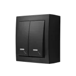 Simon Aquaclick WA-CW6Lxxx-2x-49xx Łącznik schodowy natykowy podwójny z podświetleniem, IP44, 10AX, 250V~, zaciski śrubowe; czarny