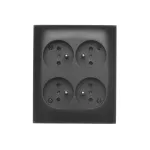 Simon Aquaclick WA-CGZN4Cx-xx-49xx Gniazdo wtyczkowe natynkowe, 4-krotne z uziemieniem, IP20, 16A, 250V~, szybkozłącza; czarny