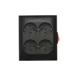 Simon Aquaclick WA-GSZN4W1-xx-49xx Gniazdo wtyczkowe natynkowe, Schuko, 4-krotne, z wbudowanym wyłącznikiem, IP20, 16A, 250V~, zaciski śrubowe; czarny