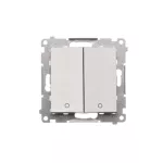 Simon 55 WMDL-TW22A-143 Łącznik dwubiegunowy podwójny (moduł) 16 AX, 250 V~, szybkozłącza; Aluminium mat