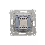 Simon 55 WMDL-0P1xx5-143 Łącznik dwubiegunowy z podświetleniem LED (moduł) 10 AX, 250 V~, szybkozłącza; Aluminium mat