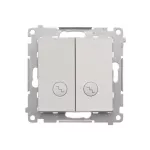 Simon 55 WMDL-TW6-2L2-143 Łącznik schodowy podwójny z podświetleniem – osobne podświetlenie dla każdego klawisza (moduł) 10 AX, 250 V~, szybkozłącza; Aluminium mat