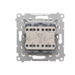 Simon 55 WMDL-TW6-2L2-143 Łącznik schodowy podwójny z podświetleniem – osobne podświetlenie dla każdego klawisza (moduł) 10 AX, 250 V~, szybkozłącza; Aluminium mat