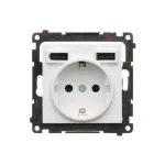 Simon 55 WMDW-001113-111 Gniazdo schuko z zintegrowaną ładowarką 2xUSB A (moduł), 2.1 A, 5 V DC, 230 V; Biały mat