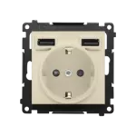 Simon 55 WMDW-001113-144 Gniazdo schuko z zintegrowaną ładowarką 2xUSB A (moduł), 2.1 A, 5 V DC, 230 V; Szampański mat