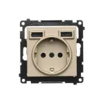 Simon 55 WMDW-001113-144 Gniazdo schuko z zintegrowaną ładowarką 2xUSB A (moduł), 2.1 A, 5 V DC, 230 V; Szampański mat