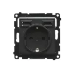 Simon 55 WMDW-001113-149 Gniazdo schuko z zintegrowaną ładowarką 2xUSB A (moduł), 2.1 A, 5 V DC, 230 V; Czarny mat