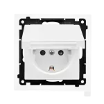 Simon 55 WMDW-321102-111 Gniazdo Schuko do wersji IP44 z przesłonami z uszczelką ramki (moduł) 16 A, 250 V~, szybkozłącza. Klapka w kolorze pokrywy; Biały mat
