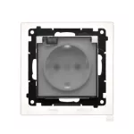 Simon 55 WMDW-321102-111A Gniazdo Schuko do wersji IP44 z przesłonami z uszczelką ramki (moduł) 16 A, 250 V~, szybkozłącza. Klapka transparentna; Biały mat