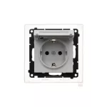 Simon 55 WMDW-321102-114 Gniazdo Schuko do wersji IP44 z przesłonami z uszczelką ramki (moduł) 16 A, 250 V~, szybkozłącza. Klapka w kolorze pokrywy; Jasnoszary mat