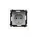 Simon 55 WMDW-321102-114A Gniazdo Schuko do wersji IP44 z przesłonami z uszczelką ramki (moduł) 16 A, 250 V~, szybkozłącza. Klapka transparentna; Jasnoszary mat