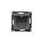 Simon 55 WMDW-321102-116 Gniazdo Schuko do wersji IP44 z przesłonami z uszczelką ramki (moduł) 16 A, 250 V~, szybkozłącza. Klapka w kolorze pokrywy; Grafitowy mat
