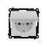 Simon 55 WMDW-321102-143 Gniazdo Schuko do wersji IP44 z przesłonami z uszczelką ramki (moduł) 16 A, 250 V~, szybkozłącza. Klapka w kolorze pokrywy; Aluminium mat
