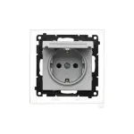 Simon 55 WMDW-321102-143 Gniazdo Schuko do wersji IP44 z przesłonami z uszczelką ramki (moduł) 16 A, 250 V~, szybkozłącza. Klapka w kolorze pokrywy; Aluminium mat