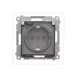 Simon 55 WMDW-321102-143A Gniazdo Schuko do wersji IP44 z przesłonami z uszczelką ramki (moduł) 16 A, 250 V~, szybkozłącza. Klapka transparentna; Aluminium mat