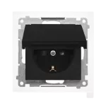 Simon 55 WMDW-321102-149 Gniazdo Schuko do wersji IP44 z przesłonami z uszczelką ramki (moduł) 16 A, 250 V~, szybkozłącza. Klapka w kolorze pokrywy; Czarny mat