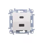 Simon 10 WC-EC2CAXXX-01-11x Ładowarka 2xUSB C+A (moduł), Σ3.1 A QUICK CHARGE, 5V DC, 230V; biały Koniec produkcji zamiennik: CEC2CAQ.01/11