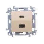 Simon 10 WC-EC2CAXXX-01-41x Ładowarka 2xUSB C+A (moduł), Σ3.1 A QUICK CHARGE, 5V DC, 230V; kremowy Koniec produkcji zamiennik: CEC2CAQ.01/41