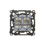 Simon 55 WMDL-0106L6R-0XX Łącznik schodowy podwójny z podświetleniem (mechanizm) 10AX, 250V~, szybkozłącza Posiada 2 niezależne układy podświetlenia, czarna rama montażowa